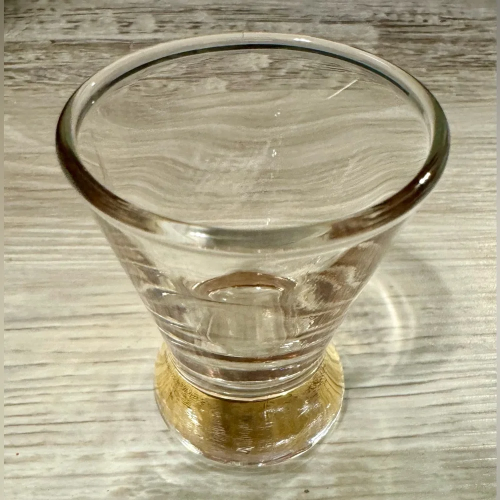 Vintage shot glass. The stem is plated with 22-karat gold.